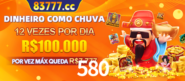 Banner do programa de recompensas Recomende para amigos do 580, detalhando os bônus por convidar amigos, com prêmios que chegam a R$288.888.