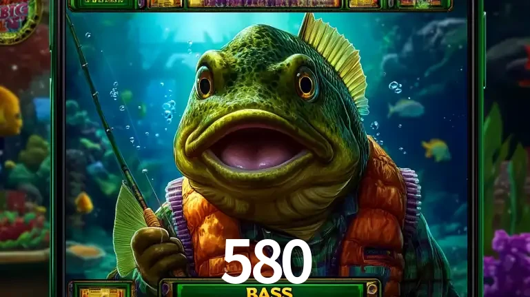 Personagem de peixe pescador do popular jogo de slot com tema de pescaria, uma das emocionantes opções de caça-níqueis para jogar e ganhar no cassino 580.