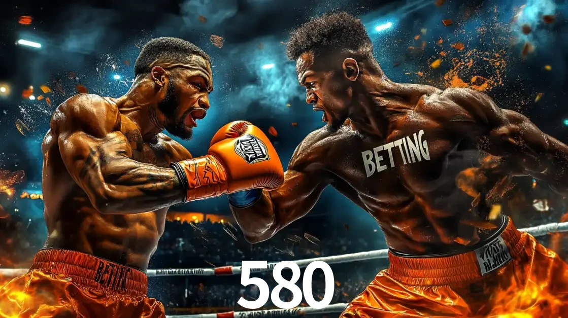 Dois boxeadores em uma luta intensa e explosiva, representando a adrenalina e as oportunidades de apostas em esportes de combate disponíveis na plataforma 580.