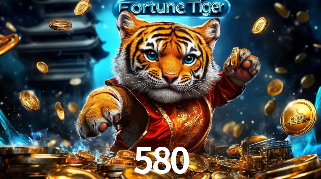 Imagem promocional do jogo de slot Fortune Tiger, com um tigre majestoso em traje tradicional cercado por uma fortuna em moedas de ouro, disponível agora no cassino 580.